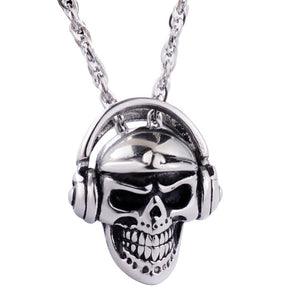 Skull with Headphones Necklace