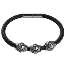 Load image into Gallery viewer, Leather Skull Bracelet