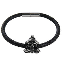 Load image into Gallery viewer, Leather Skull Bracelet